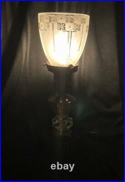 Antique Art Deco Table Lamp Glass Boudoir Speak Easy Bar Lamp