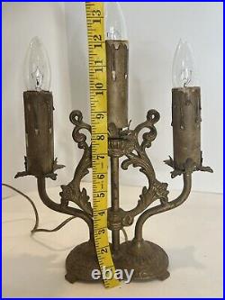 Antique Art Deco candelabra table lamp three arm light Working