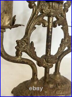 Antique Art Deco candelabra table lamp three arm light Working