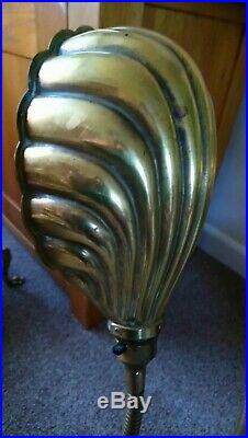 Antique Art Deco, twin head, Brass Clam Shell Lamp, Articulated, Gooseneck, desk