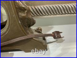 Antique Art Nouveau Art Deco Nude Figural Cast Heavy Metal Mantel Clock and Lamp