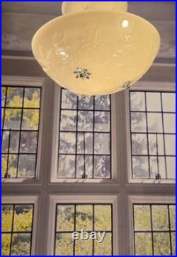 Antique Art Nouveau Custard Glass Ceiling Light Fixture Art Deco 1940s