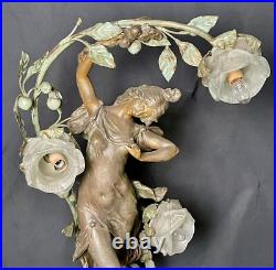 Antique Art Nouveau Deco Bronze Lamp Les Parfums Fruits Par Fuchs Sculpture Wrks