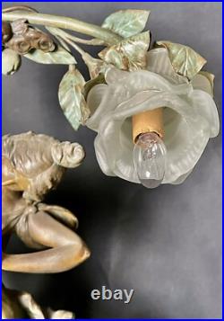 Antique Art Nouveau Deco Bronze Lamp Les Parfums Fruits Par Fuchs Sculpture Wrks