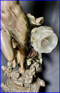 Antique Art Nouveau Deco Bronze Lamp Les Parfums Fruits Par Fuchs Sculpture Wrks