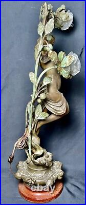 Antique Art Nouveau Deco Bronze Lamp Les Parfums Fruits Par Fuchs Sculpture Wrks