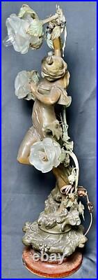 Antique Art Nouveau Deco Bronze Lamp Les Parfums Fruits Par Fuchs Sculpture Wrks