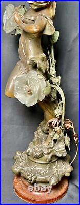Antique Art Nouveau Deco Bronze Lamp Les Parfums Fruits Par Fuchs Sculpture Wrks