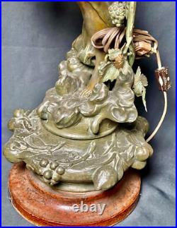 Antique Art Nouveau Deco Bronze Lamp Les Parfums Fruits Par Fuchs Sculpture Wrks