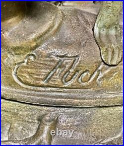 Antique Art Nouveau Deco Bronze Lamp Les Parfums Fruits Par Fuchs Sculpture Wrks