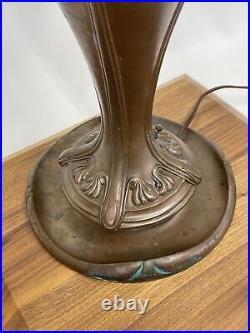 Antique Art Nouveau Deco Handel Era Table Lamp HEAVY For Reverse Painted Shade