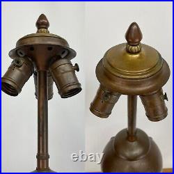 Antique Art Nouveau Deco Handel Era Table Lamp HEAVY For Reverse Painted Shade