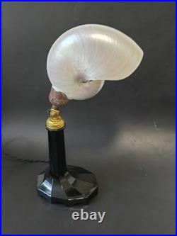 Antique Art Nouveau Nautilus Shell Goose Neck Pivoting Desk Table Lamp Houzex