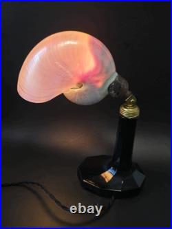 Antique Art Nouveau Nautilus Shell Goose Neck Pivoting Desk Table Lamp Houzex