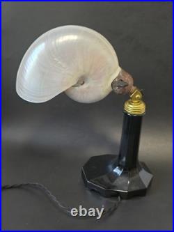 Antique Art Nouveau Nautilus Shell Goose Neck Pivoting Desk Table Lamp Houzex