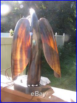 Antique Art and Craft Art Deco Rare Electric Hand Made Horn Table Lamp 15.5'
