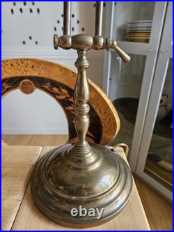 Antique Banker Lamp in Art Deco Style With Beautiful Green Glass Shade