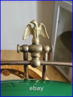 Antique Banker Lamp in Art Deco Style With Beautiful Green Glass Shade