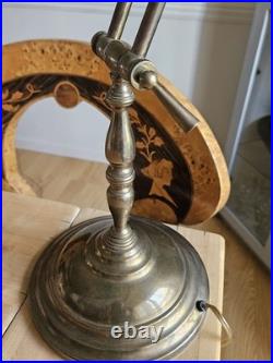 Antique Banker Lamp in Art Deco Style With Beautiful Green Glass Shade