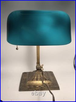 Antique Banker's Desk Lamp Emeralite No 8734 Green Shade