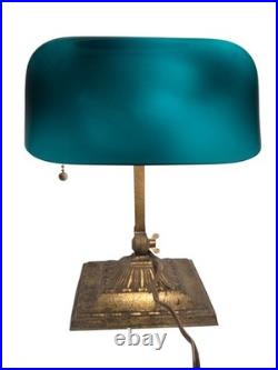 Antique Banker's Desk Lamp Emeralite No 8734 Green Shade Antique Banker's Desk Lamp Emeralite No 8734 Green Shade