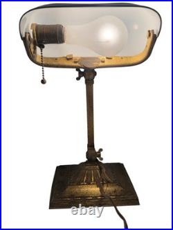 Antique Banker's Desk Lamp Emeralite No 8734 Green Shade