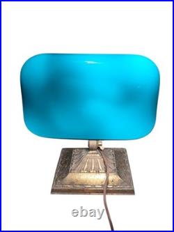Antique Banker's Desk Lamp Emeralite No 8734 Green Shade