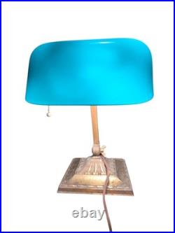 Antique Banker's Desk Lamp Emeralite No 8734 Green Shade