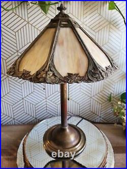 Antique Bradley & Hubbard Art Deco Slag Glass Table Lamp, Circa 1920