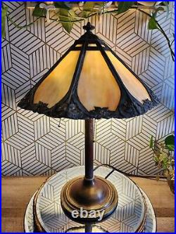 Antique Bradley & Hubbard Art Deco Slag Glass Table Lamp, Circa 1920