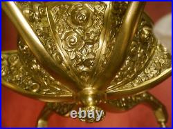 Antique Bronze 6 Light Fine Art Deco Lamp Chandelier Satined Glass Ø26