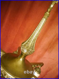 Antique Bronze 6 Light Fine Art Deco Lamp Chandelier Satined Glass Ø26