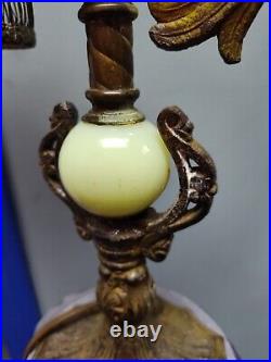 Antique Bronze And Porcelain Parrot Lamp Art Deco 1930s Damaged Cord/ WORKS