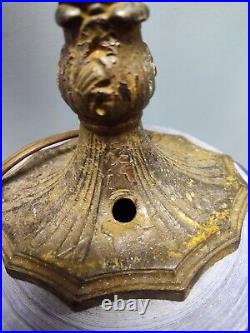 Antique Bronze And Porcelain Parrot Lamp Art Deco 1930s Damaged Cord/ WORKS