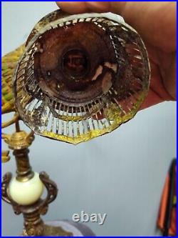 Antique Bronze And Porcelain Parrot Lamp Art Deco 1930s Damaged Cord/ WORKS