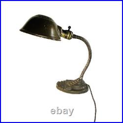 Antique Cast Iron Art Deco Gooseneck Eagle Desk Lamp
