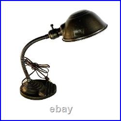 Antique Cast Iron Art Deco Gooseneck Eagle Desk Lamp