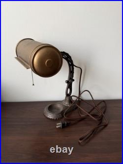 Antique Cast Iron Gooseneck Bankers Desk Lamp Industrial Art Deco