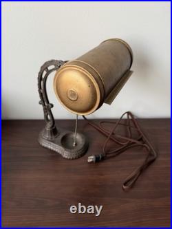 Antique Cast Iron Gooseneck Bankers Desk Lamp Industrial Art Deco
