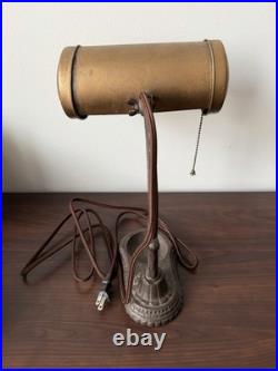 Antique Cast Iron Gooseneck Bankers Desk Lamp Industrial Art Deco