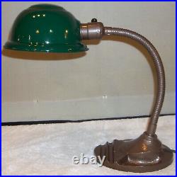 Antique Cast Iron Gooseneck Bankers Industrial Desk Lamp Art Deco REFURB. #2