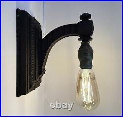 Antique Cast Iron Wall Sconce Light Fixture Lamp Early 1900s Ornate Art Deco Vtg