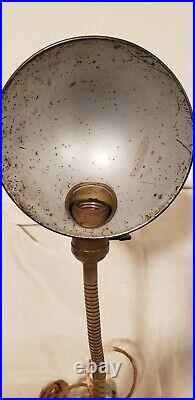 Antique Cast Iron base Desk Lamp Light Industrial Gooseneck Art Deco Almond mfg