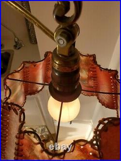 Antique Cast Wrought Iron Bridge Arm With Smoking Stand Art Deco Floor Lamp Mica