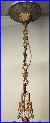 Antique Chandelier Slip Shade Art Deco Light Fixture Markel Bakelite USA #F85