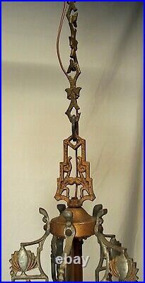 Antique Chandelier Slip Shade Art Deco Light Fixture Markel Bakelite USA #F85