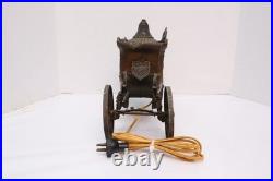 Antique Coronation Carriage Table Lamp 1900's Metal with Slag Glass Victorian VTG