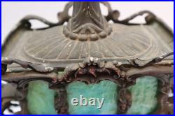 Antique Coronation Carriage Table Lamp 1900's Metal with Slag Glass Victorian VTG