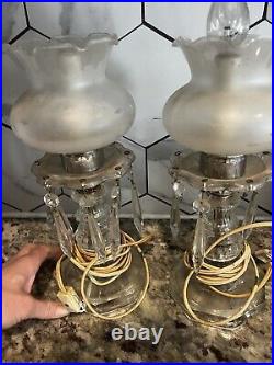 Antique Crystal Art Deco Boudoir Lamp 1930's See 2 Crystal Glass Art Deco