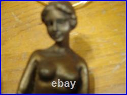 Antique Deco Art Nouveau Semi-nude Accent Lamp withAmber Shade Rewired #4299 Antique Deco Art Nouveau Semi-nude Accent Lamp withAmber Shade Rewired #4299